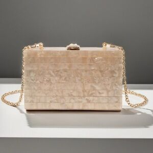 Elegant Cream Clutch with Gold Chain